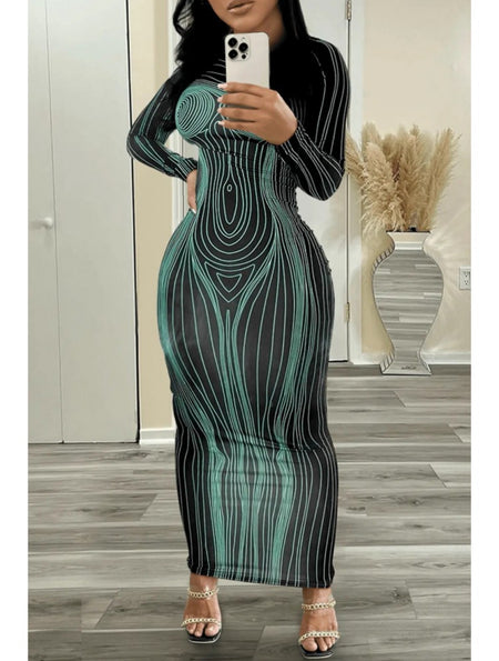 “Body Anatomy” Long Sleeve Dress